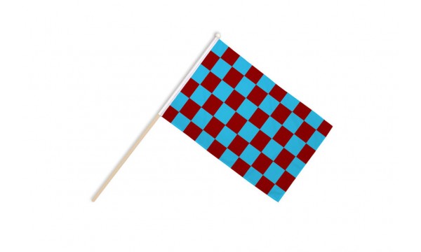 Claret and Sky Blue Check Hand Flags